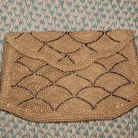 Miranda Made In Japan Faux Pearl Hand Beaded Vintage Clutch Coin Purse - Picture 1 of 12